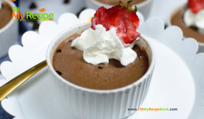 Chocolate Mousse in Instant Pot. This chocolate dessert uses cocoa and whipped cream with vanilla. Baked in ramekins in an instant pot.