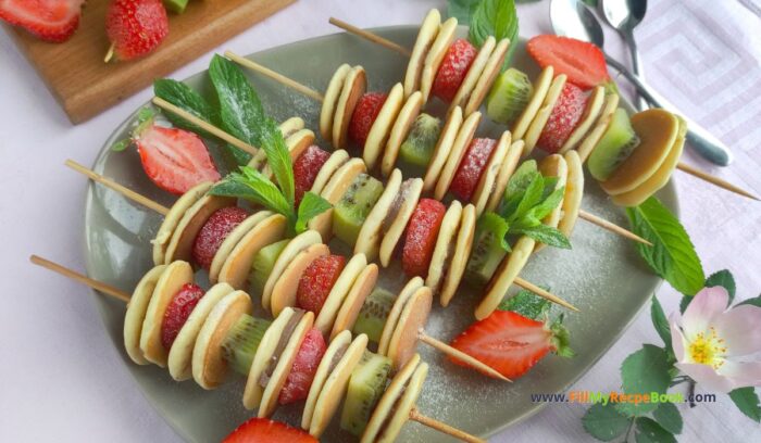 Mini Nutella Pancakes and Fruit Skewers recipe idea. An easy breakfast or brunch even kids can put together for special occasions.