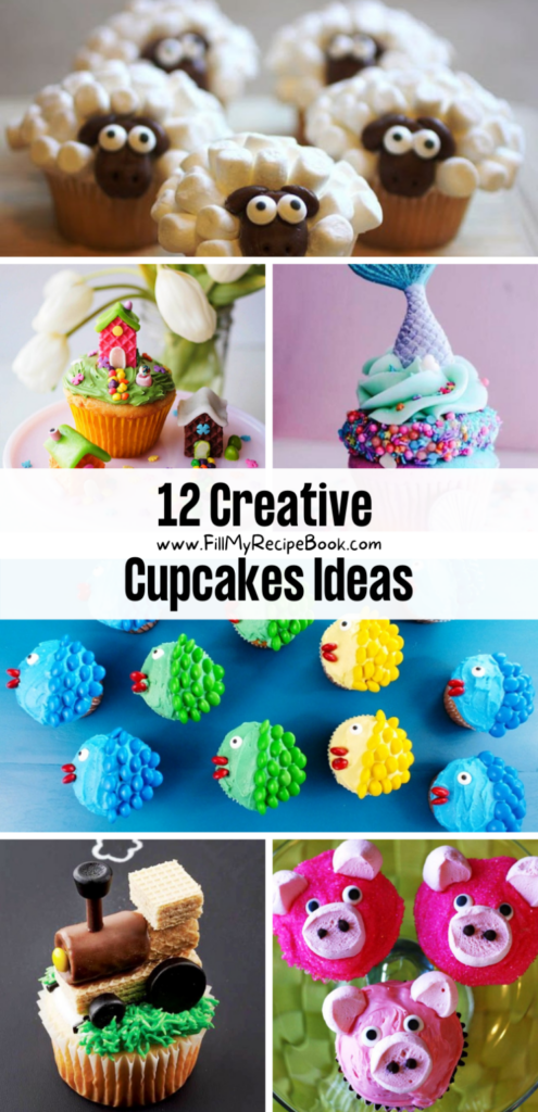 12 creative cupcakes ideas Recipes for children parties or for any event in your life. different flavors and frosting ideas.