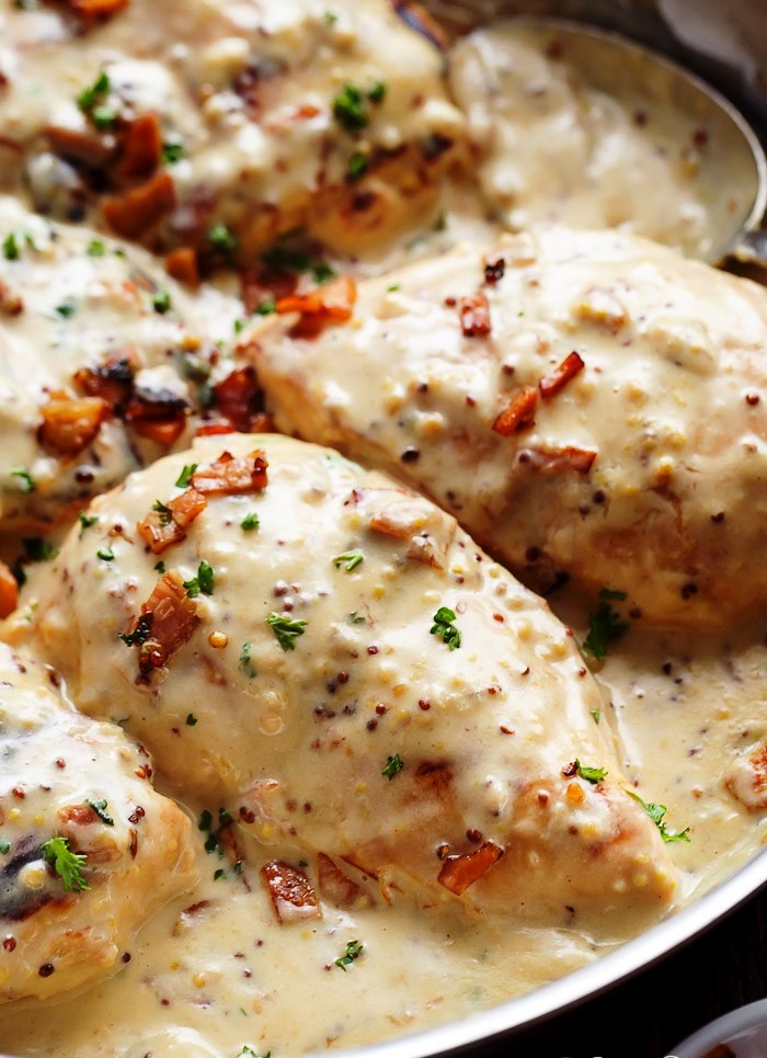 Creamy-Honey-Mustard-Chicken-With-Bacon - Fill My Recipe Book