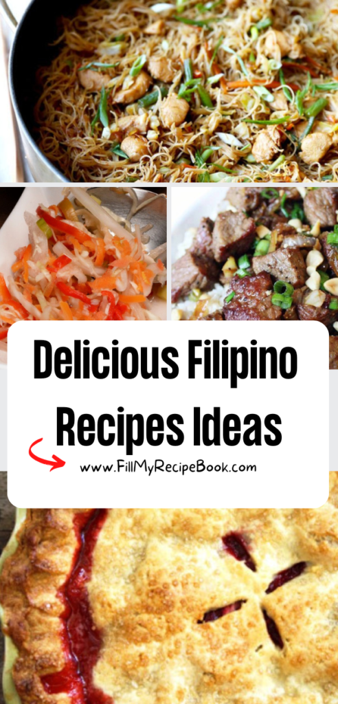 Delicious Filipino Recipes Ideas to create for meals or desserts. Easy authentic food for lunch or dinners, soups, beef and strawberry pie.