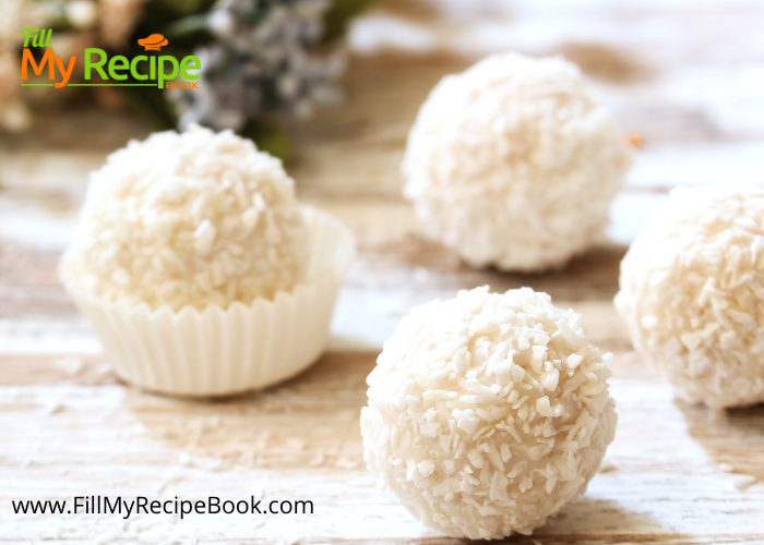 White Chocolate Coconut Truffles with a difference. So easy to make with just four ingredients and yet they are divine. Rolled in coconut