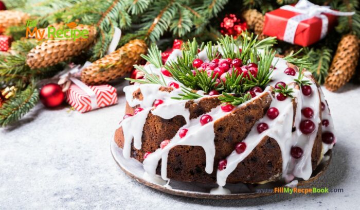 Caramel Christmas Fruit Cake Recipe idea for a decorative molded cake. Oven Baked with caramel cherries and preserved with brandy.