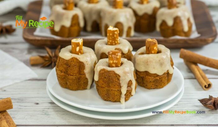 These Mini Pumpkin Bundt Cakes recipe are spicy and made from scratch. An easy bake, with vanilla butter icing, makes a moist dessert.