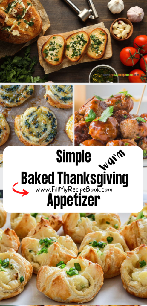 Simple Baked Thanksgiving Appetizer Recipes ideas to create. Easy healthy make ahead mini finger food and snacks for family and parties.