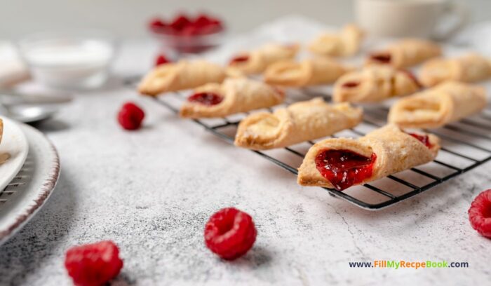 Kolaczki Raspberry Jam Cookies recipes idea to create. A cream cheese dough filled with raspberry jam for an aesthetic snack for tea time.