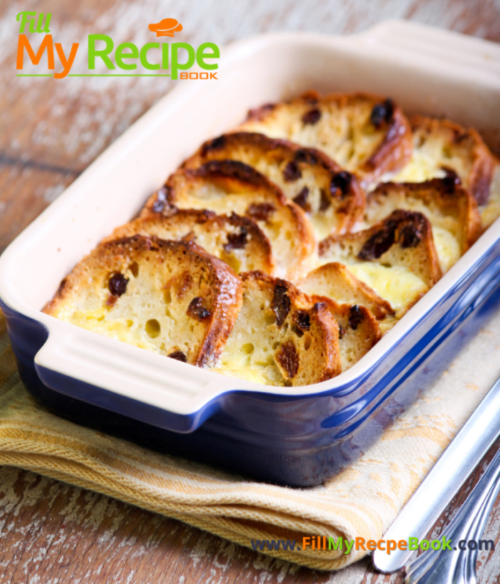 Bake this Simple Bread and Butter Pudding recipe for a warm dessert with left over stale bread and serve with custard, cream or ice cream.