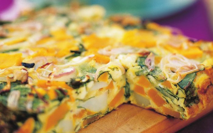 Roast pumpkin, fetta and spinach come together in perfect harmony in this fresh and satisfying slice. A little like a frittata, but we've called it a slice. Whatever you call it, it's delicious the night you make it and even better as leftovers for lunch the next day. If you haven't tried it yet, then what are you waiting for?