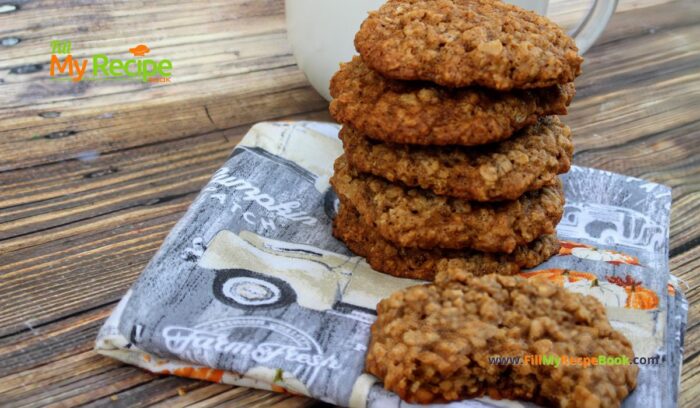 Oatmeal Maple Cookies Recipe with cinnamon. Easy healthy cookies or biscuits made with brown sugar for snacks or treats for kids.