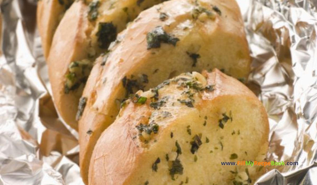 Homemade Garlic Braai Loaf recipe. Easy idea for bread loaf or rolls, grilled on braai or oven, DIY ideas for appetizers or side dish.