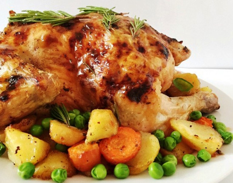 Sunday-roast-chicken And Vegetables - Fill My Recipe Book