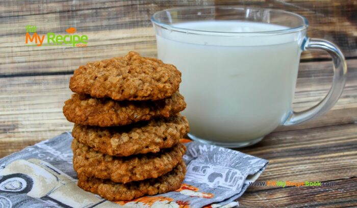 Oatmeal Maple Cookies Recipe with cinnamon. Easy healthy cookies or biscuits made with brown sugar for snacks or treats for kids.