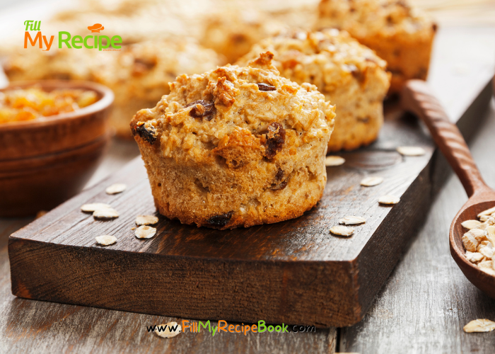 Bake these Oat Raisin and Date Muffins recipe idea for a tasteful snack or light breakfast with a dot of butter, healthy muffins for family.