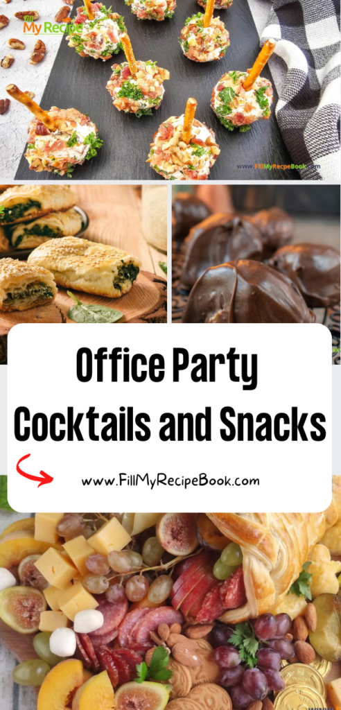 Office Party Cocktails and Snacks Recipes ideas. Easy mini finger food bites, appetizers and snacks, platters ideas for work employees for festive seasons.