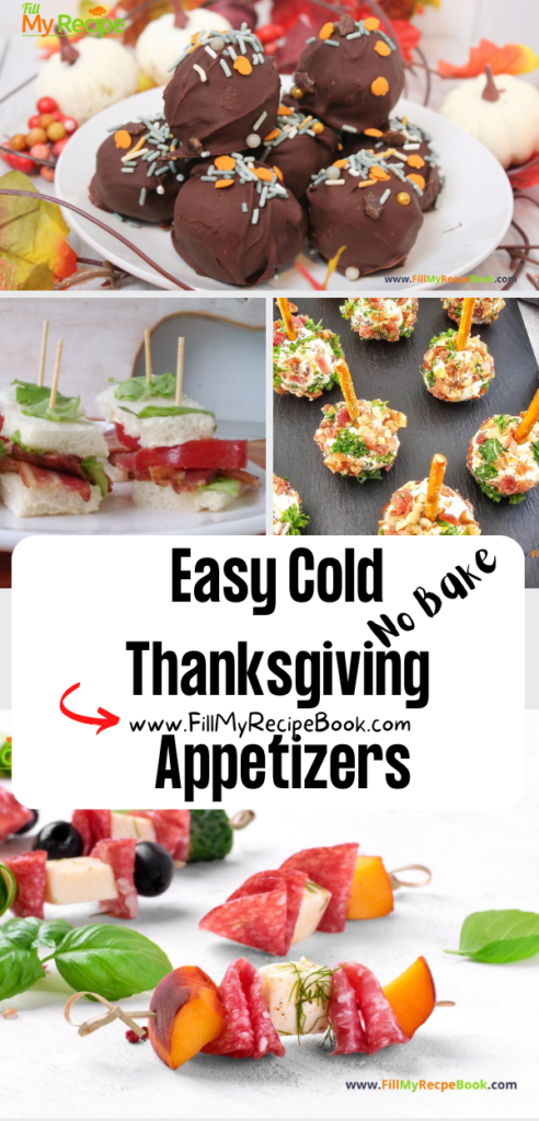 Easy Cold Thanksgiving Appetizers Recipes ideas. Healthy snacks to make ahead, fresh fruit and party food on a stick or toothpick.