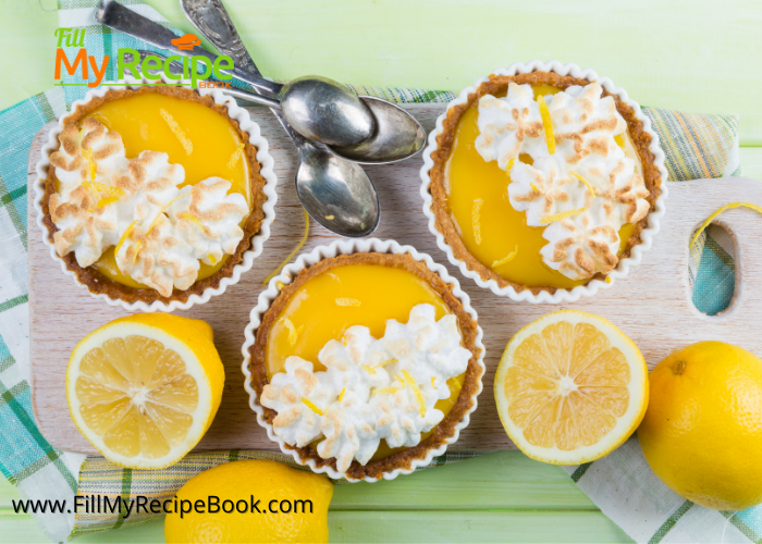 Mini Lemon Curd Tartlets recipe for a fine dinning dessert. A tasty shortbread crust decorated with a easy fancy meringue piped topping.