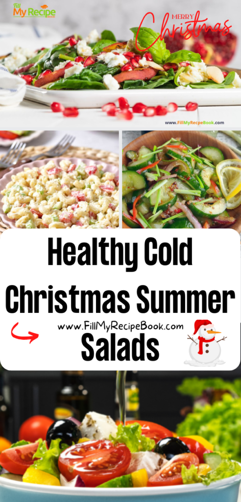 Healthy Cold Christmas Summer Salads Recipes ideas. Easy make ahead for holiday lunch and Xmas day dinner, best simple festive season side dishes.