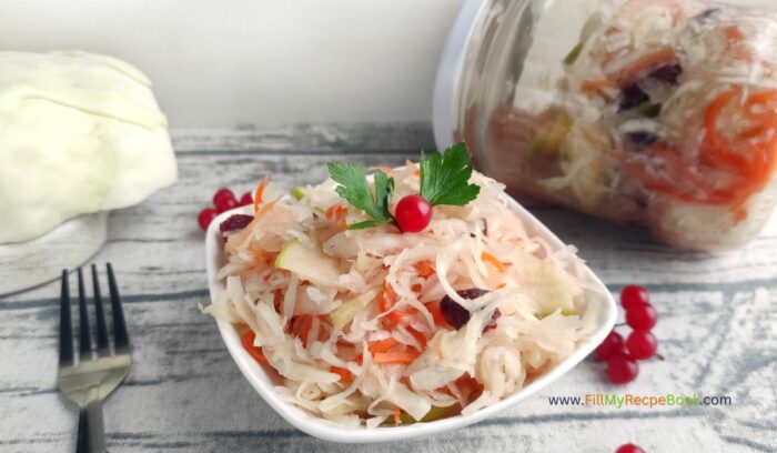 Easy Homemade Healthy Sauerkraut Recipe. Best idea for fermenting vegetables provides health benefits through probiotics that boost digestion.