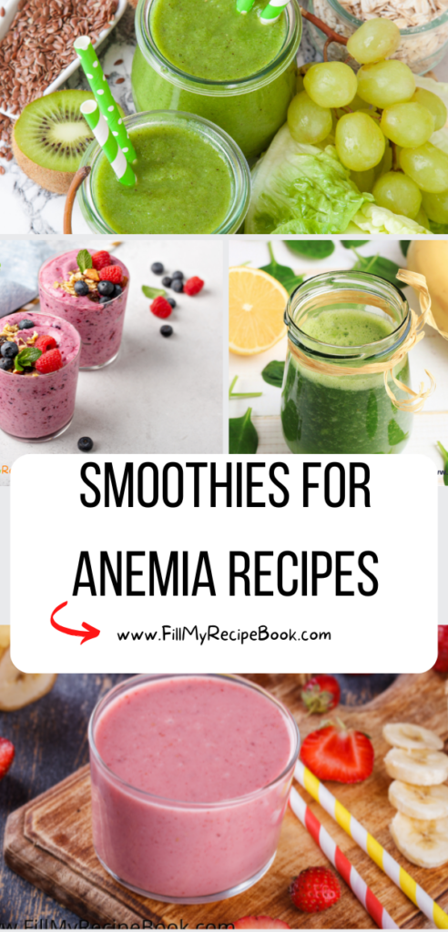 These Smoothies for Anemia Recipes help for iron deficiency and are rich in iron boosting ingredients, blended all together for smoothies.