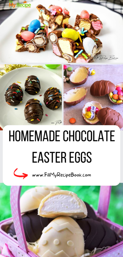 Homemade Chocolate Easter Eggs recipe ideas. DIY your own fillings with butter cream or coconut and even Nutella and other ideas.