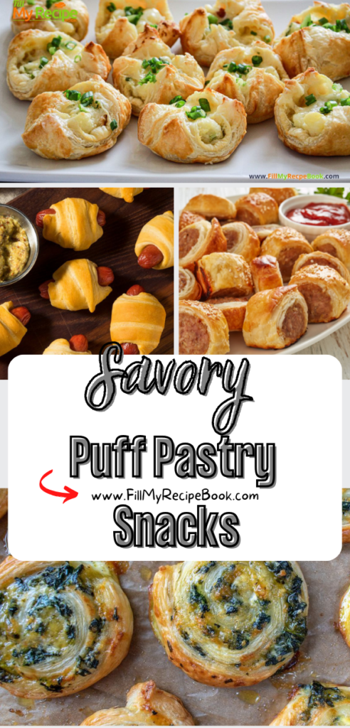 Savory Puff Pastry Snacks Recipes ideas. Easy baked appetizer, mini treats with fillings, kids and family will love for parties, get togethers