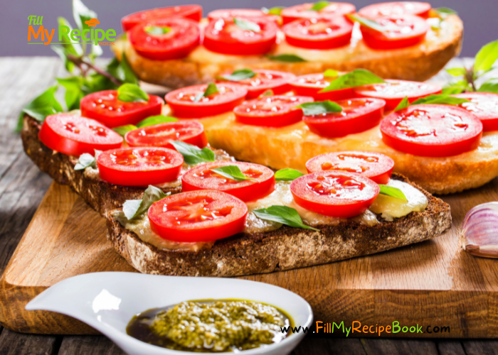 Caprese Garlic Bread Recipe for the best and tastiest snack or appetizer. A simple grilled garlic oiled baguette slice topped cheese, tomato