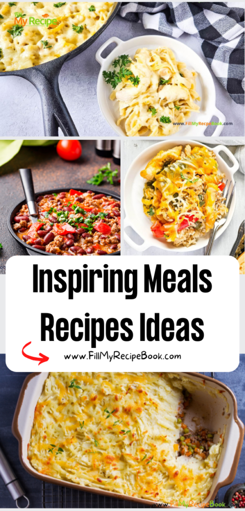 Get these Inspiring Meals Recipes Ideas to create for a meal any day. Cook for a crowd or for two, with chicken and beef dishes, with rice.