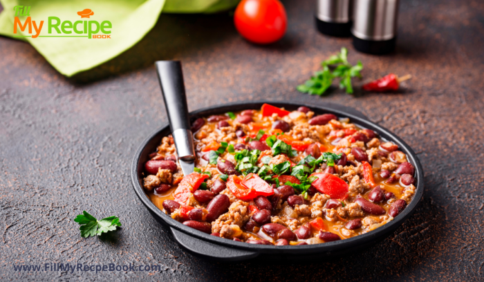 Homemade Ground Beef Chili Recipe. Easy healthy idea for a meal with beans, made on the stove top and makes the best lunch or dinner.