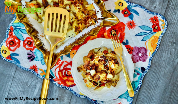 Baked Bacon and Parmesan Potato recipe easily baked. Best flavors, bacon with parmesan cheese then baked in an oven as a delicious casserole.