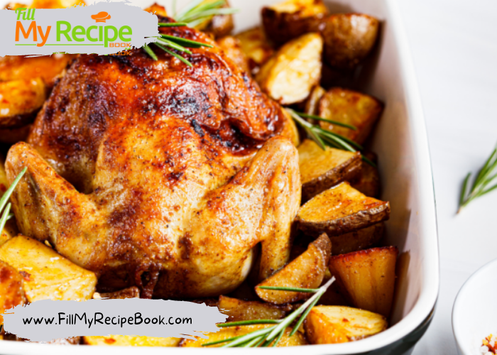 Sunday Roasted Chicken and Potato’s recipe. Best family oven meal for lunch or dinner and special occasions with gravy and vegetables.