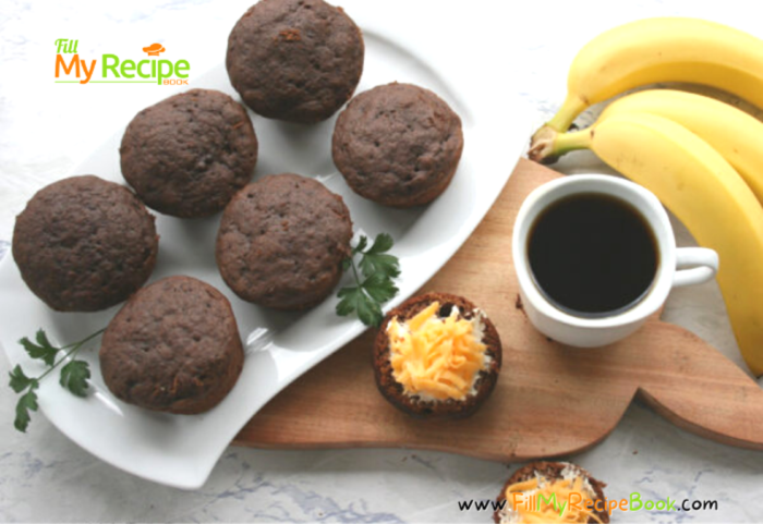 Easy Chocolate Banana Muffins recipe idea to create with your over ripe bananas for that moist healthy muffin for breakfast or snack.