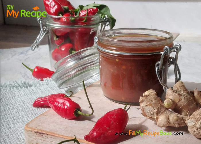 Homemade Sweet Chili Sauce recipe to easily make on the stove top with some hot chilies for a versatile condiment and free of additives.