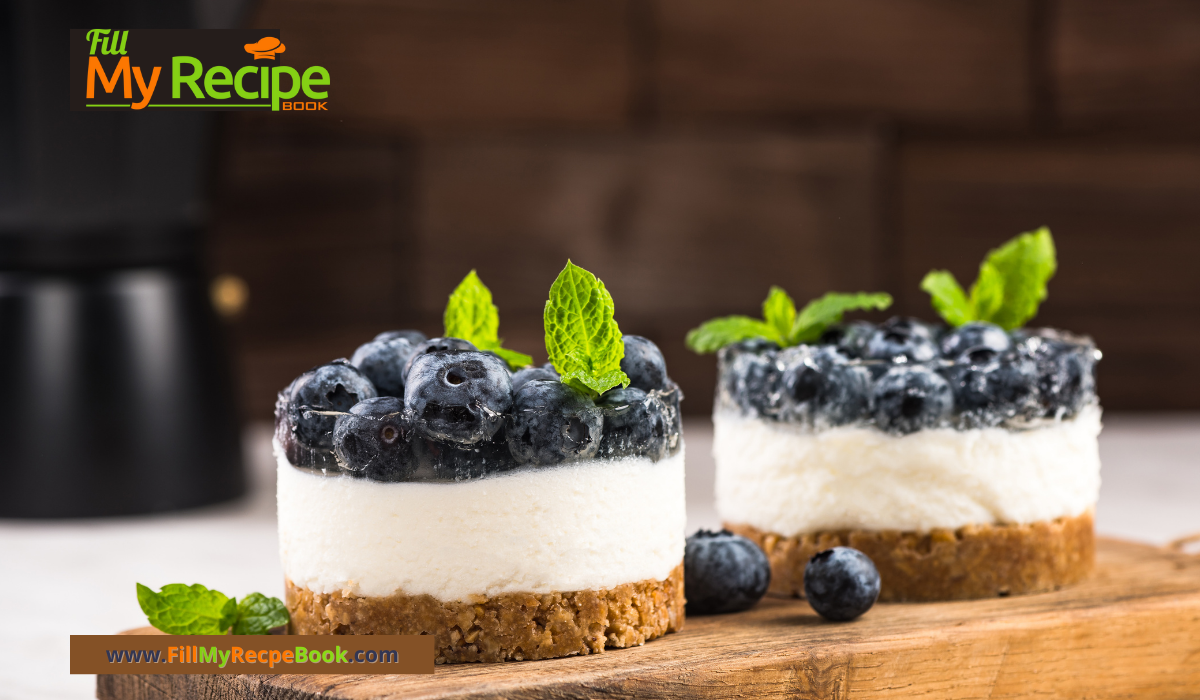 Mini Blueberry Cheesecake Tartlets Recipe. Easy homemade oven bake with a biscuit base and a creamy cream cheese filling with blueberries on.