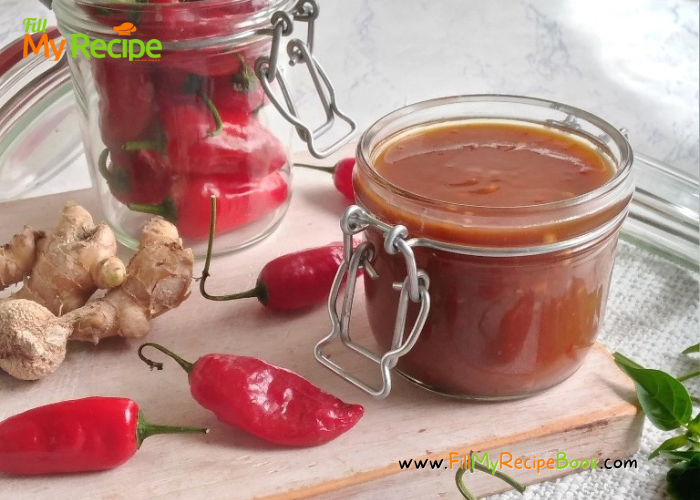 Homemade Sweet Chili Sauce recipe to easily make on the stove top with some hot chilies for a versatile condiment and free of additives.