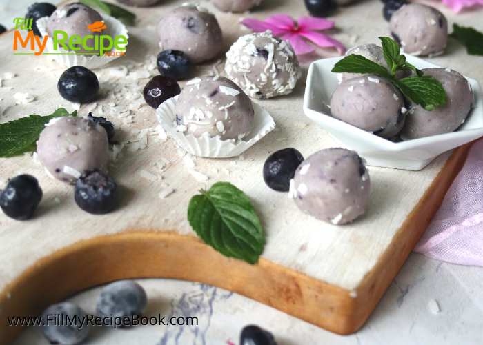 Blueberry White Chocolate Truffles rolled in powdered sugar and chilled before serving. A no bake dessert to keep and freeze. Healthy blueberries make so many tasty desserts and snacks