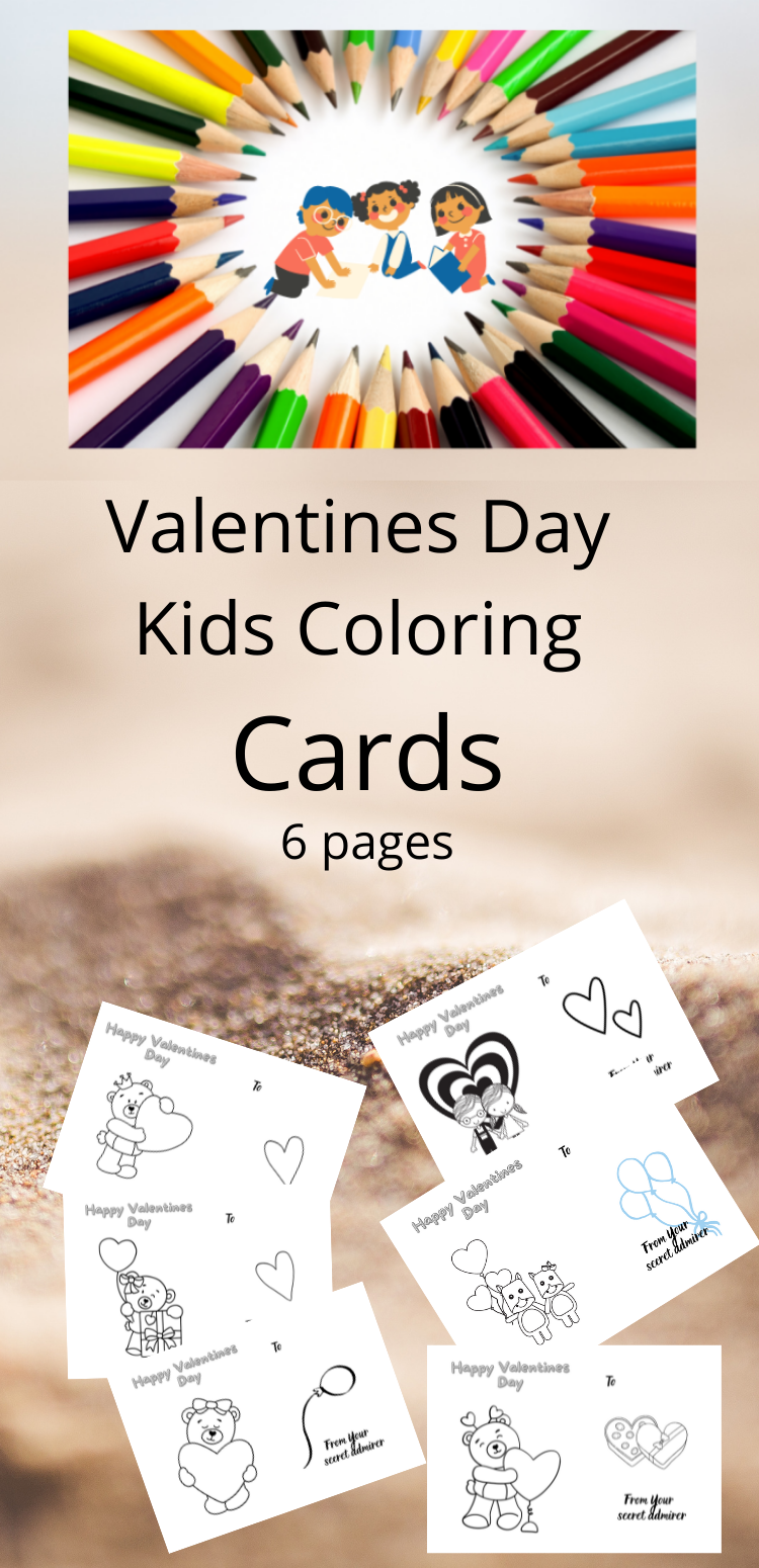 Valentines Day Kids coloring Cards - Fill My Recipe Book