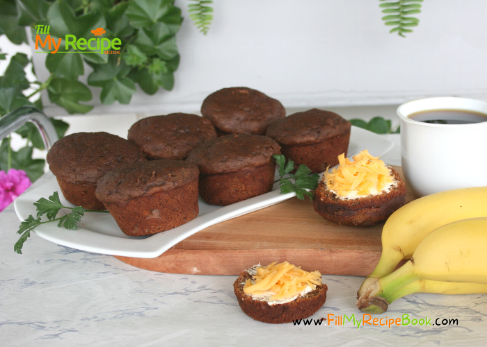 Easy Chocolate Banana Muffins recipe idea to create with your over ripe bananas for that moist healthy muffin for breakfast or snack.