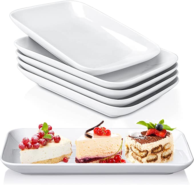 Another rectangular plate to serve a dessert with cream or ice cream in with a small lip so that the melting ice cream stays in the dish.