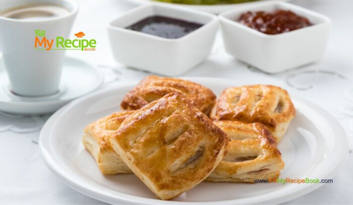 Delicious Puff Pastry Jam Snacks recipe idea. Easy to make buttery flaky puff pastry tarts with jam for dessert and tea time treats for all.