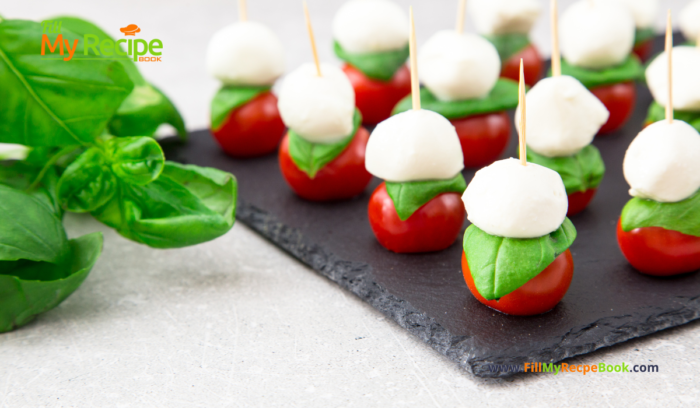 mini caprese salad skewers as a snack or appetizers