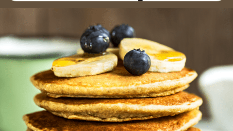 Easy Banana Oat Pancake Recipe to make with ripe bananas and oats. Quick healthy mix with egg, vanilla and cinnamon for a breakfast meal.