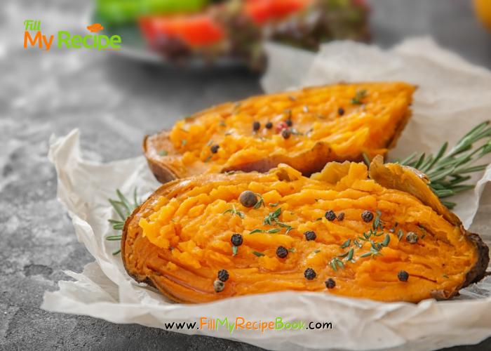 Foiled Sweet Potato on Coals or barbecue recipe. Easy warm side dish for a braai on coals that is wrapped in foil and cooked with your meats.