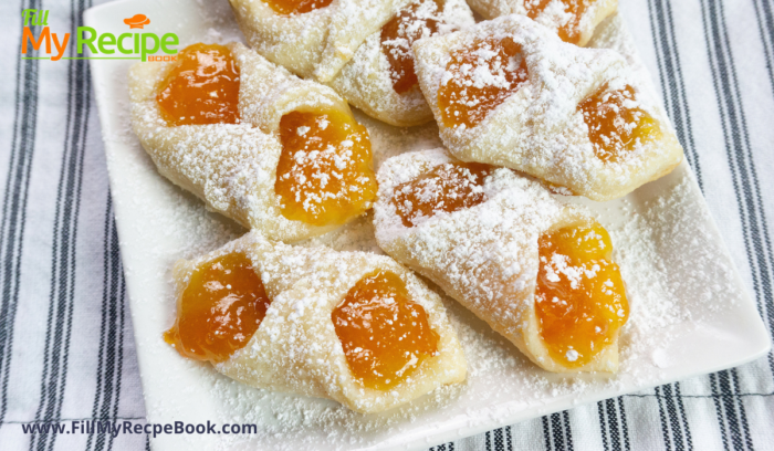 Polish Kolaczki Cookies Recipe. An easy authentic dessert or snack, dough made with cream cheese and butter, filled with apricot jam.