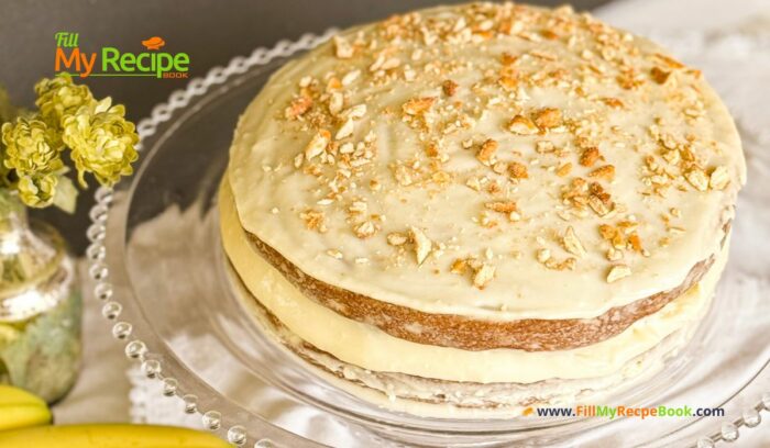 The Best Banana Cake with Sour Cream recipe idea. Easy homemade oven bake dessert, cake with cream cheese frosting for tea time.