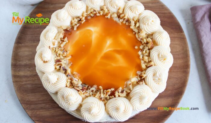 Best Pumpkin Cake recipe with salted caramel cream cheese frosting. A delicious dessert using pumpkin puree, pumpkin spices for fall treat.