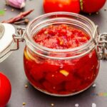 Simple Tomato Jam Recipe idea. When your garden gives you excess tomatoes, make jam or jelly with ginger and lemon juice and store to use.