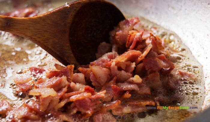 frying bacon bits, Homemade Tasty Bacon Jam Recipe idea. Known as a relish, chutney and is versatile for appetizers, toppings, additions to dishes.