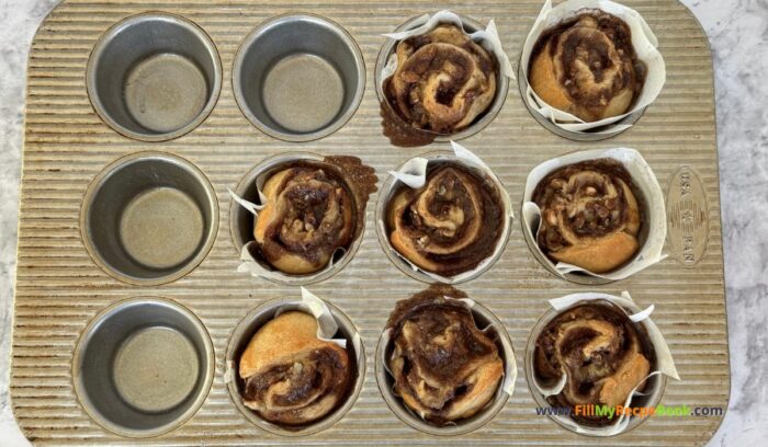 Tasty Banana Granola Cinnamon Roll recipe idea. Easy breakfast buns, quick with bought crescent sheets, or homemade dough with fillings.