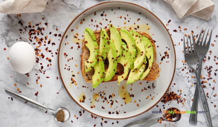 spiced, Nutritious Avocado Grated Egg on Toast recipe idea has a crispy bite with buttery avocado and grated boiled egg spiced with lemon pepper.