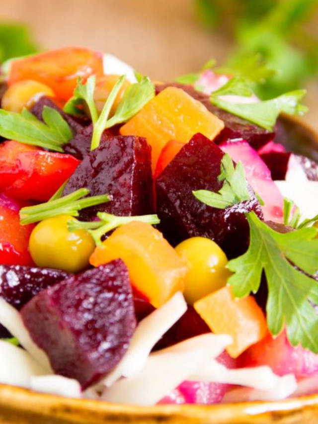 Tasty Beetroot Salad Recipe idea for a side dish. Healthy dressing with honey mustard and bite size veggies to plate with meals or grills.